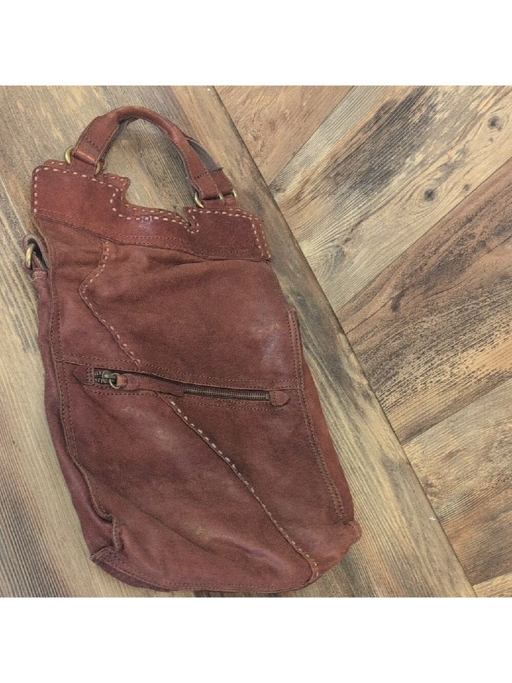 Lucky Brand Vintage Inspired Hobo Crossbody Red Leather Bag C196 - Picture 2 of 13